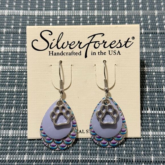 Silver Forest Jewelry - NEW | Silver Forest | Purple Dew Drop Puppy Paws Earrings